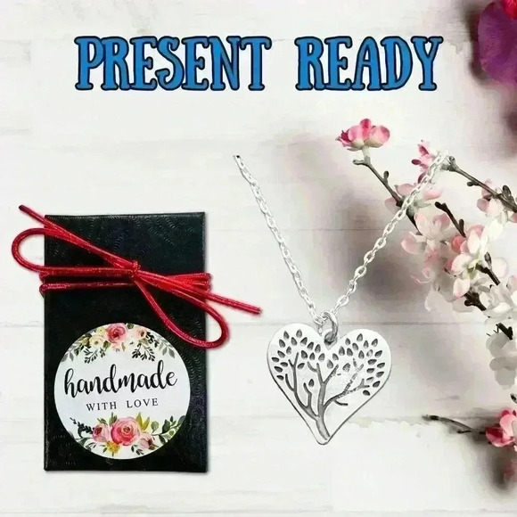 Tree of life heart necklace bohemian jewelry silver tone - Picture 4 of 9